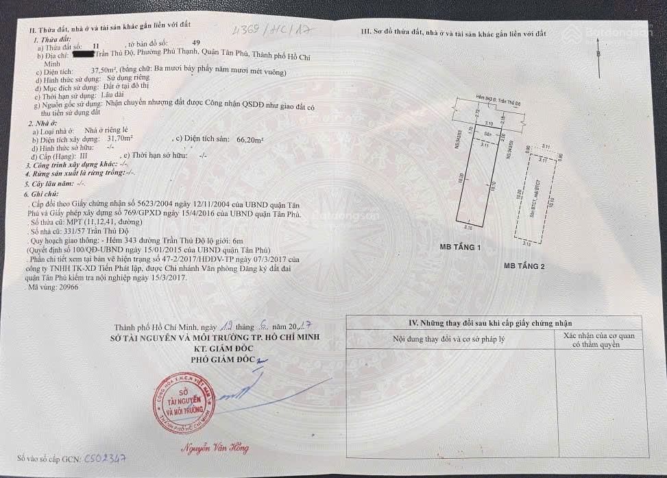 Bán nhà hẻm 3m trần thủ độ, p. phú thạnh, q. tân phú, 4,1 tỷ