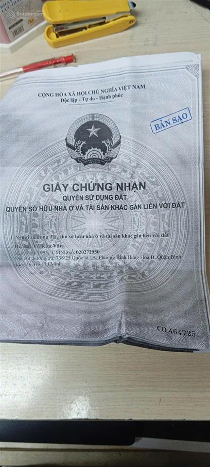 Chính chủ bán nhà kho giá rẻ 2hẻm 5m (xt) số 738/11/1 qlộ 1a, p. bhhòa b, q. bt, 8,95 tỷ