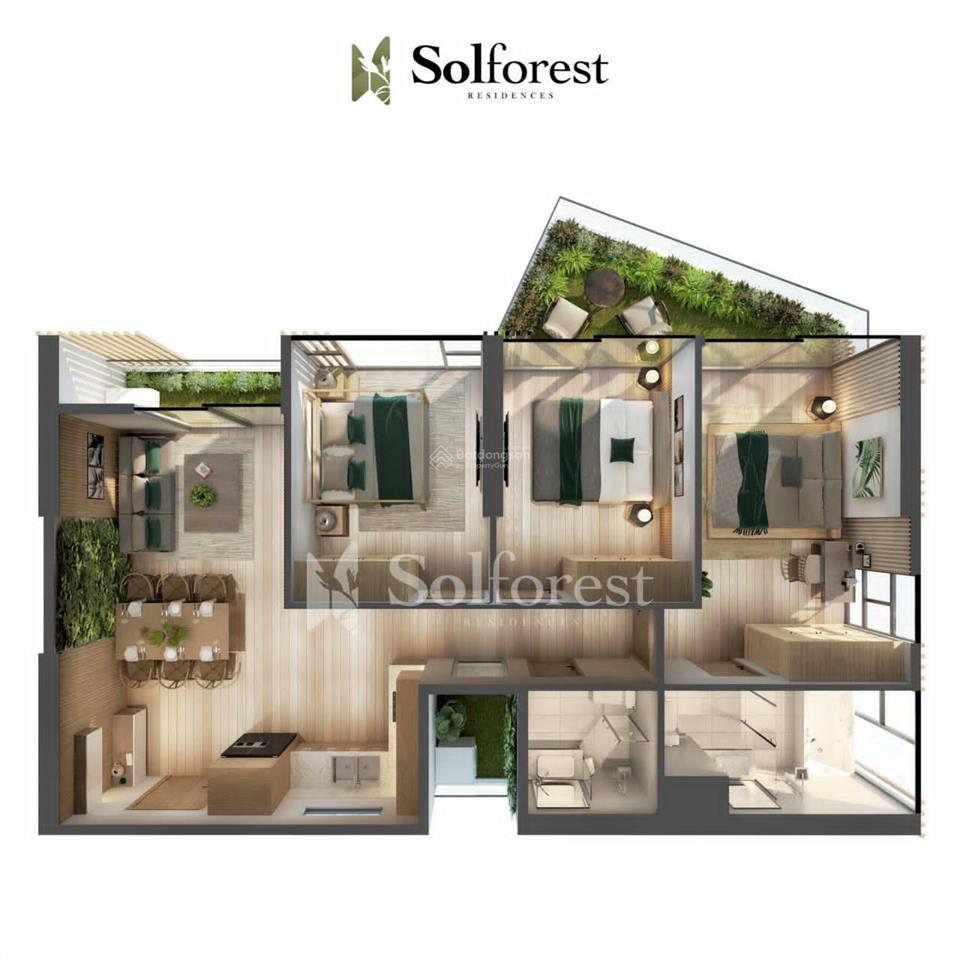 Chủ nhà gửi bán gấp 3 ngủ solforest view đảo giá 7,330 bao phí full nội thất