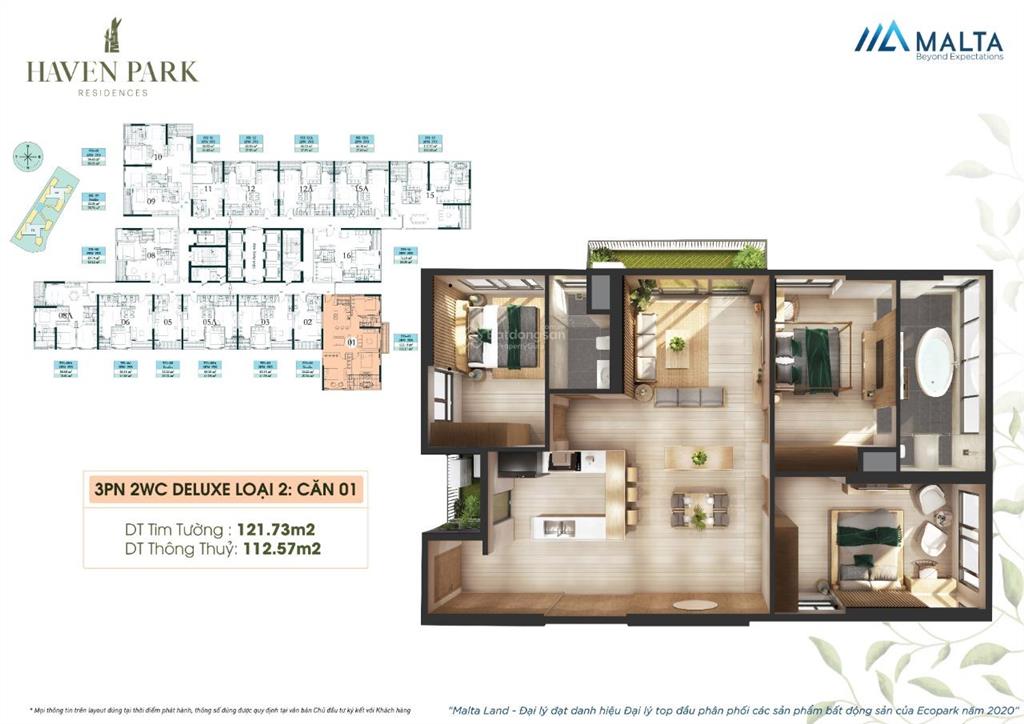 Cần bán gấp căn 3 phòng ngủ trục 01 toà haven park ecopark, giá cực sốc 8.3x tỷ