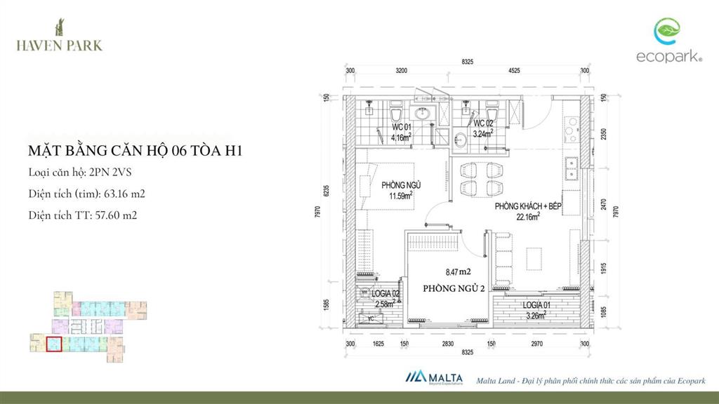 Bán nhanh căn 2 ngủ haven giá 3,8 tỷ đủ nội thất