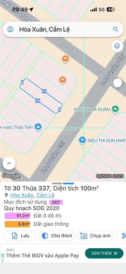 Bán lô đất đường 10,5m lề 5m, lê quảng chí tại hòa xuân mở rộng, phường hòa xuân, đà nẵng