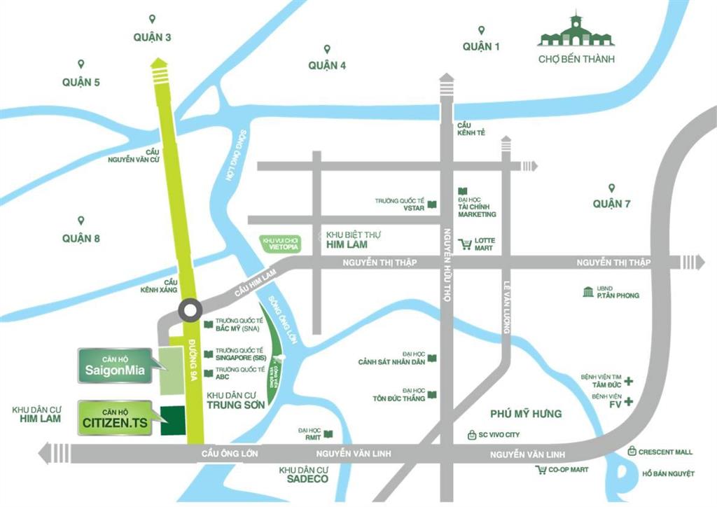 Cho thuê căn hộ citizen trung sơn 2pn 2wc 83m2, sông thoáng mát, gần q1, q7, giá chỉ 11tr/tháng