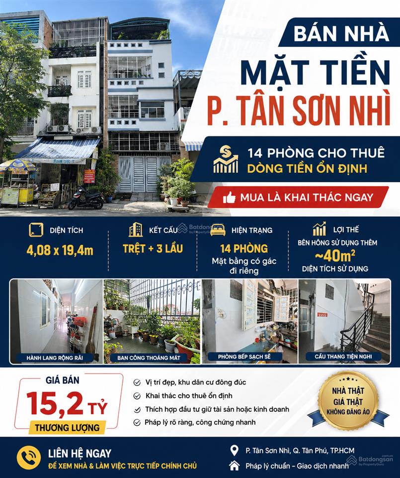Bán nhà mặt tiền p. tân sơn nhì đang có dòng tiền tốt