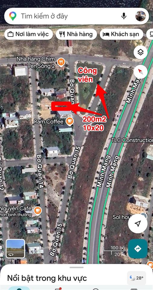 Chính chủ cần bán 200m2 mt công viên bờ quan  khu kinh doanh  nam hòa xuân
