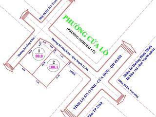 1 tỷ 6 lô góc 2 mặt tiền đường 8m thông  cửa lò  gần vin wonders