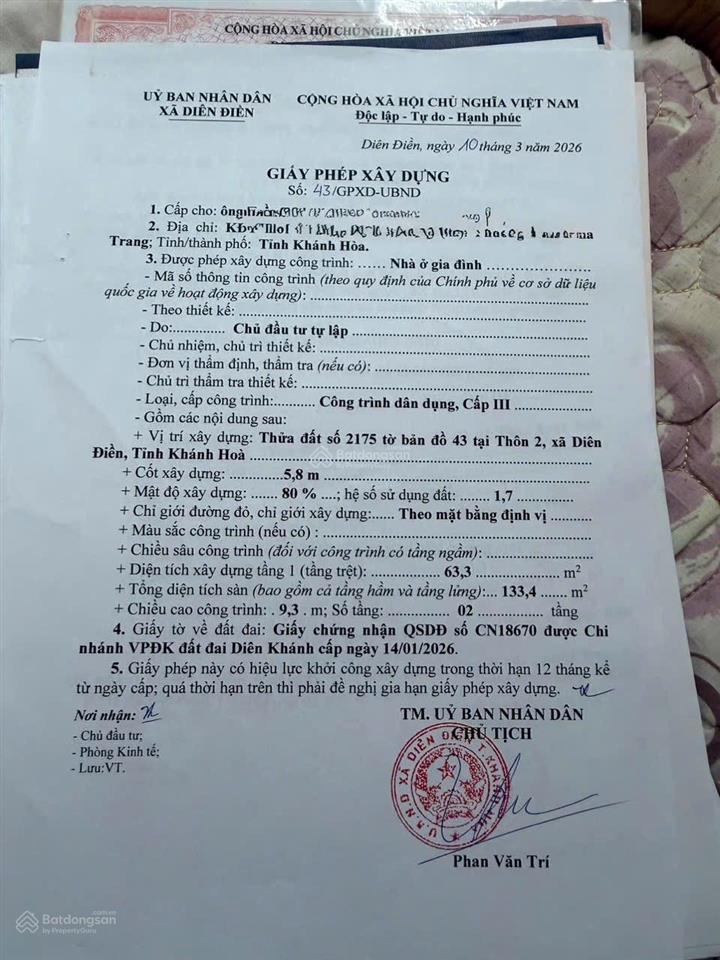 Nhà mới đường ô tô 7 chỗ thông mặt tiền xóm tháp 2 diên phú gần nha trang