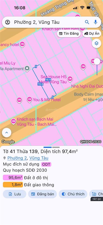Bán nhà cấp 4 (tính đất) mặt tiền phan huy chú,khu á châu,cách biển thùy vân 350m,phường 2,vũng tàu