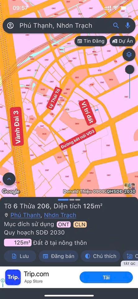 Bán nền đất 2 mặt tiền trước sau thuộc xã phú thạnh, cạnh vđ3 và đường kết nối vào sân bay, giá tốt