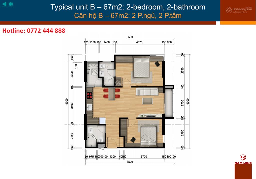 Cho thuê căn hộ flora anh đào  đỗ xuân hợp. dt 55m2, 2pn, 1wc, có nội thất