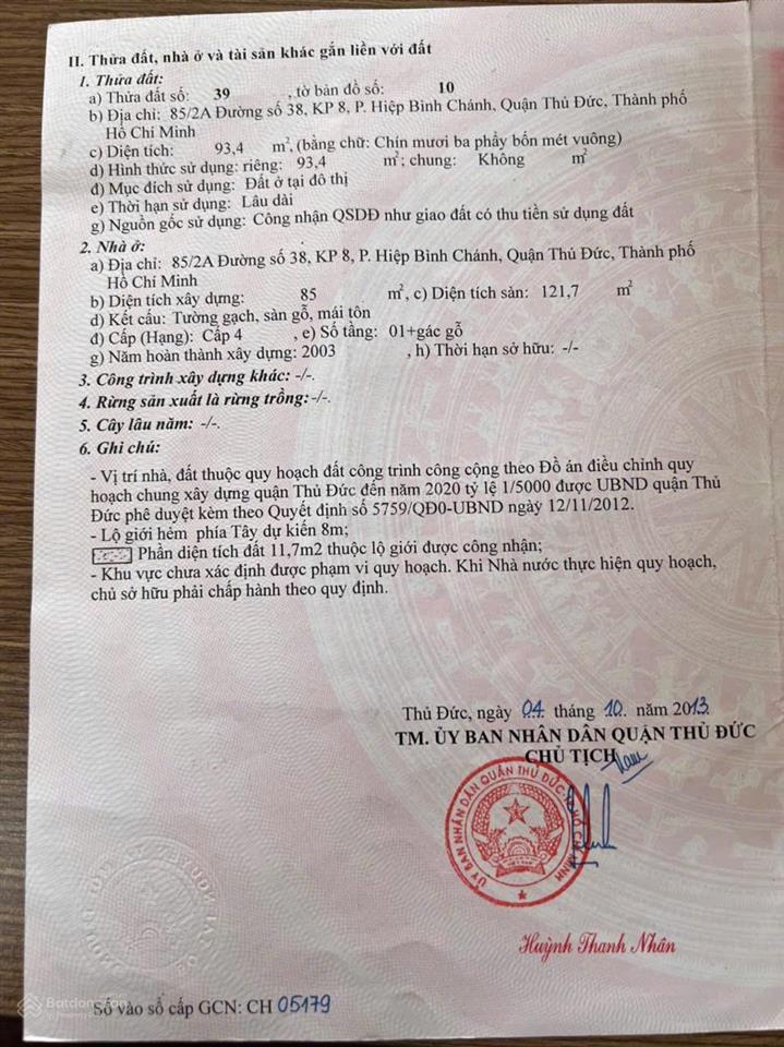 Bán nhà cấp 4 chính chủ, cao ráo không ngập nước, thuận tiện đi lại vào trung tâm tphcm