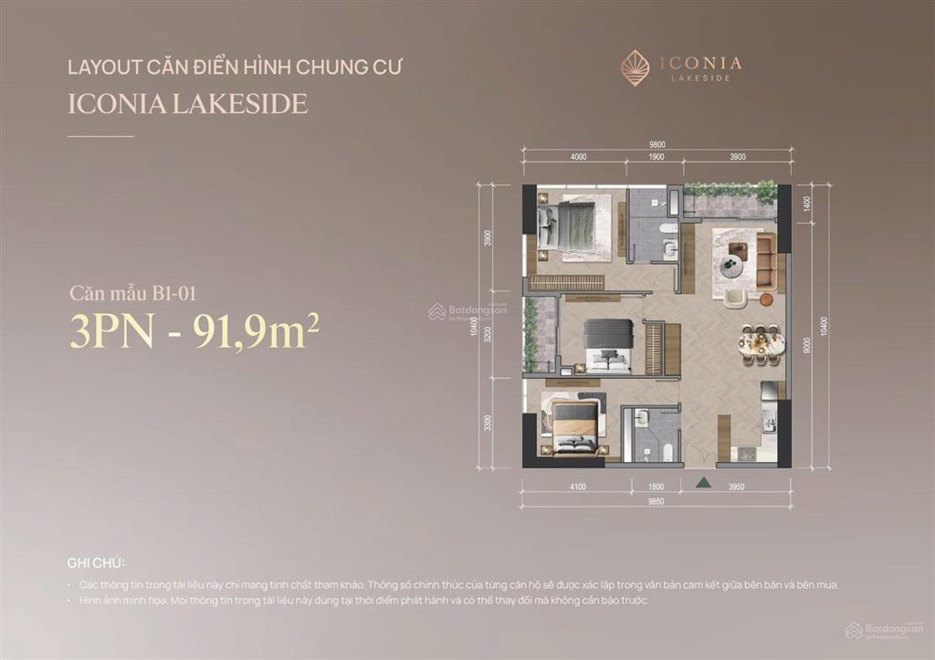 Bán gấp 3n 91,9m2 (5*) iconia lakeside (cắt lỗ 200tr) (tt linh hoạt) 0917 136 ***