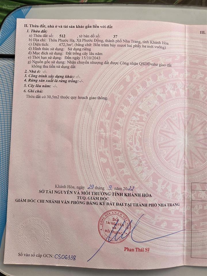 Chính chủ! bán gấp đất nha trang giá rẻ  chỉ 5 triệu/m2 (rẻ hơn 3 triệu/m2 so với thị trường)
