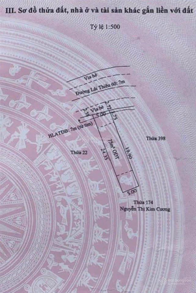 Bán đất mặt tiền lái thiêu 60 dt 120m2 sẵn 750m2 tc gần sông sài gòn, giá tốt chỉ 5.2 tỷ