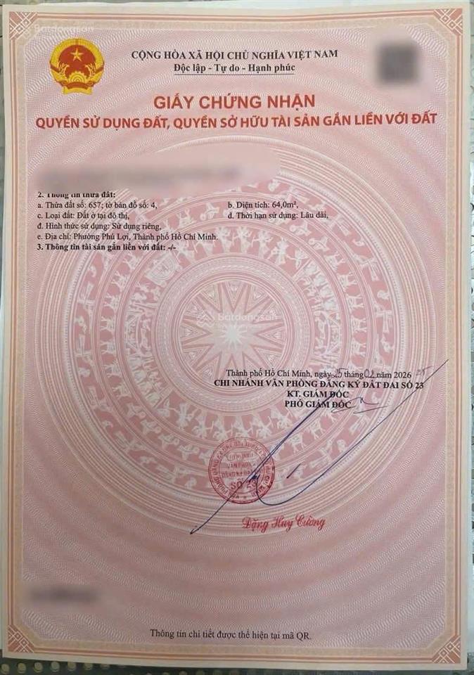 Đất gần vòng xoay hoàng hoa thám, hiệp thành 3, phú lợi dt 4x16m, tc 100% xd tự do giá 3 ty
