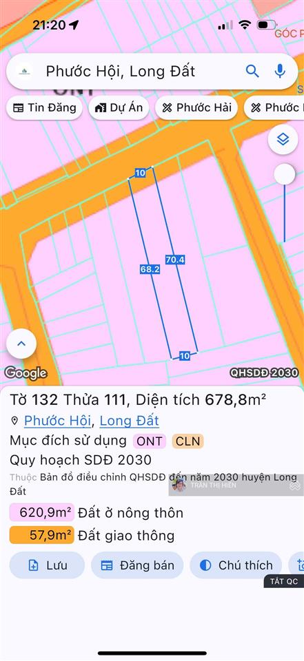 Đất biển lộc an  ngay sau chợ  cách bãi tắm chỉ 1km  nay là xã phước hải  tp hcm  dt 678,9m2