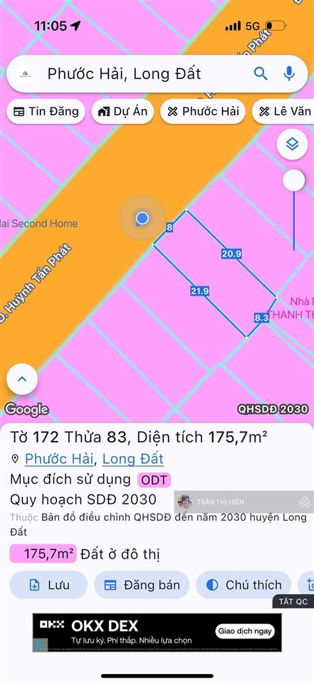 Mặt tiền huỳnh tấn phát  tái định cư phước hải  đi bộ 140m ra tới bãi tắm  8x20m full tc