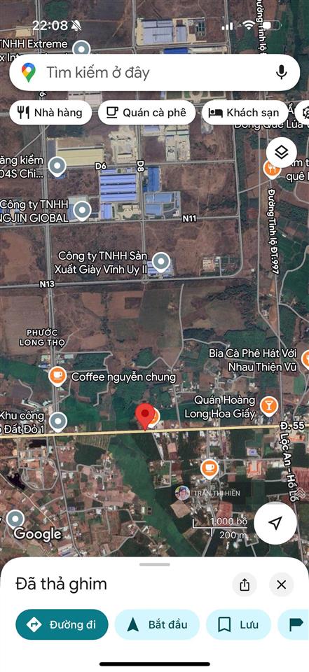 Mặt tiền quốc lộ 55  cách cổng khu công nghiệp đất đỏ chỉ 500m  894m2  15x66m