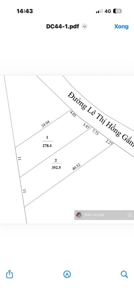 Mặt tiền lê thị hồng gấm  trung tâm thị trấn đất đỏ  brvt ngay chợ đất đỏ  dt 352m2  10x35m