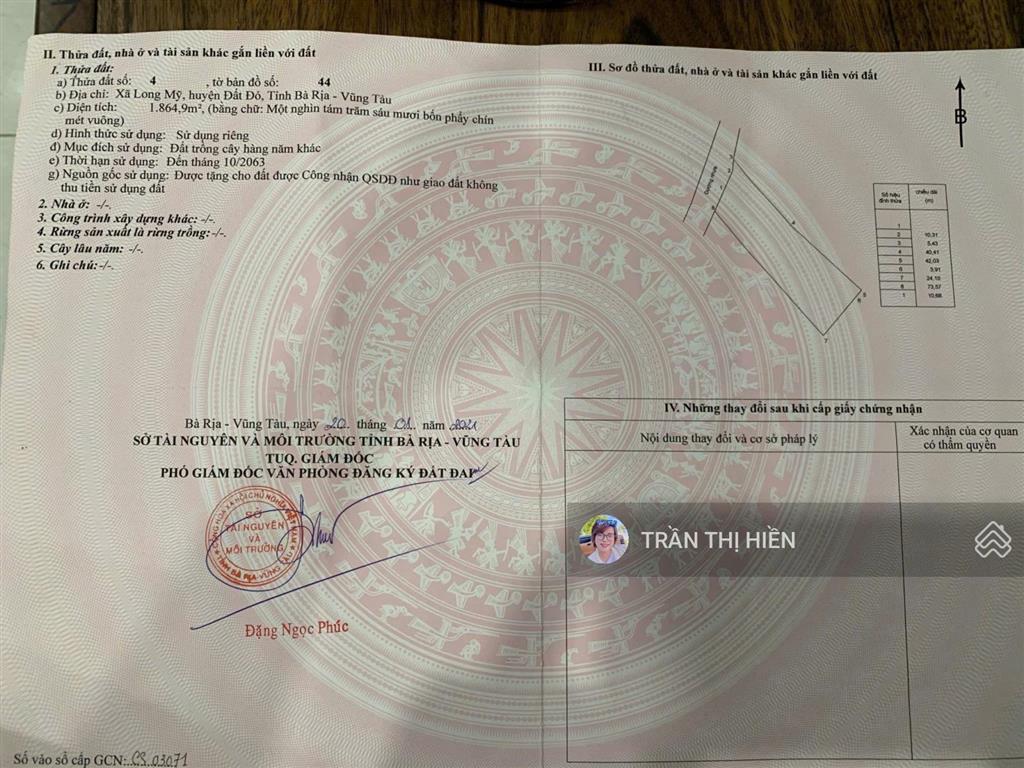 Trung tâm thị trấn phước hải  ngay trường tiểu học  cách biển phước hải chỉ 3km  1865m2  26x82m