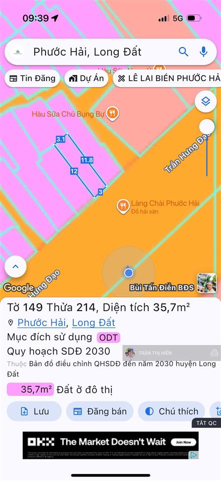 Mặt tiền biển  bờ kè phước hải  35,7m2  full thổ cư  thuận tiện kinh doanh buôn bán