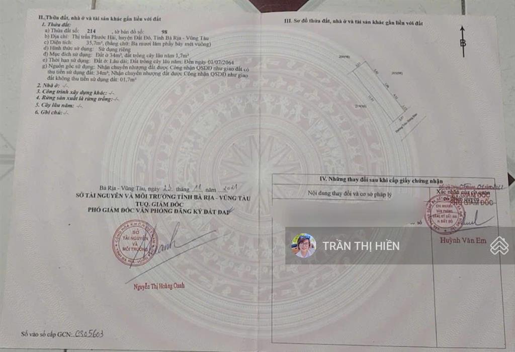 Mặt tiền biển  bờ kè phước hải  35,7m2  full thổ cư  thuận tiện kinh doanh buôn bán