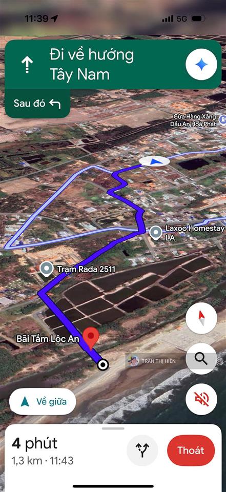 Lộc an siêu đẹp rẻ  cách biển 1km  dt 148,5m2  ngang 5.5m x 27m sẵn 100m2 thổ cư