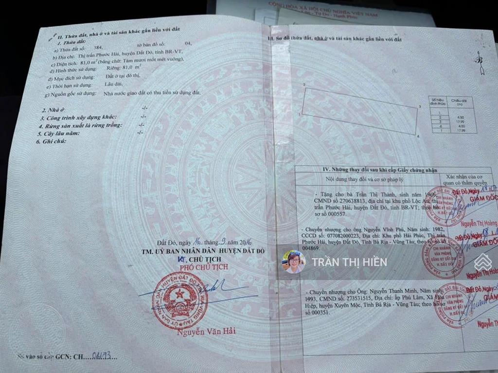Cách biển chỉ 700m  tái định cư phước hải  còn duy nhất lô này siêu rẻ ạ  dt 81m2  4.5x18m