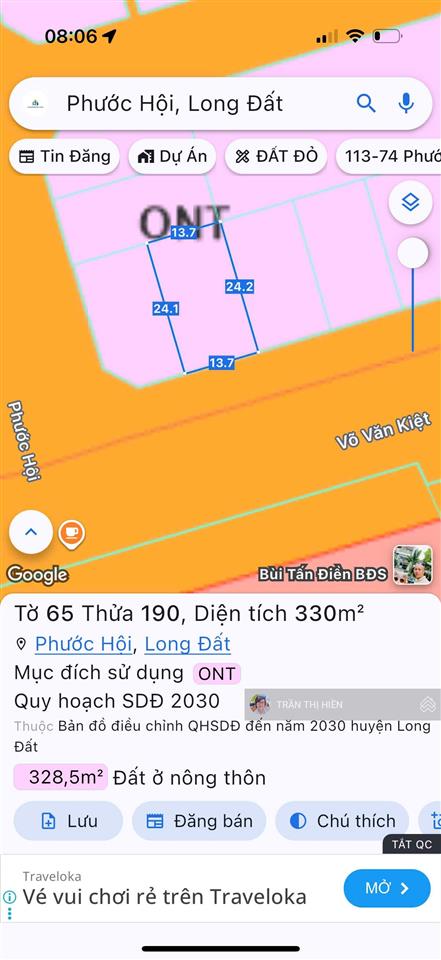 Mặt tiền trục chính ven biển võ văn kiệt  đường đang mở lớn 36m  cạnh uỷ ban xã phước hải  330m2