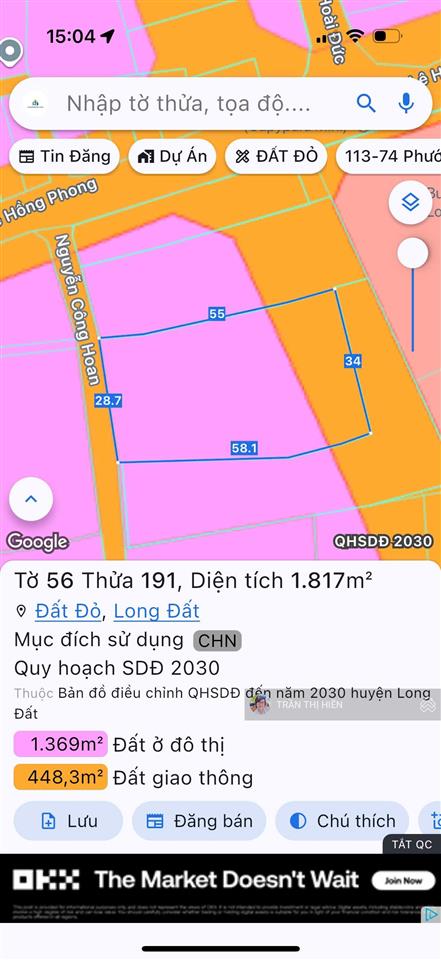 Mặt tiền nguyễn công hoan  ngay sau uỷ ban xã đất đỏ  tp hcm  dt 1793m2  ngang 28,7m x 55m