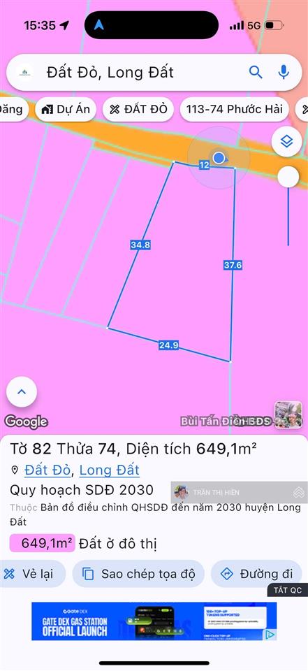 Mặt tiền đường nguyễn hùng mạnh  trung tâm thị trấn đất đỏ brvt ngay chợ đất đỏ  dt 650m2
