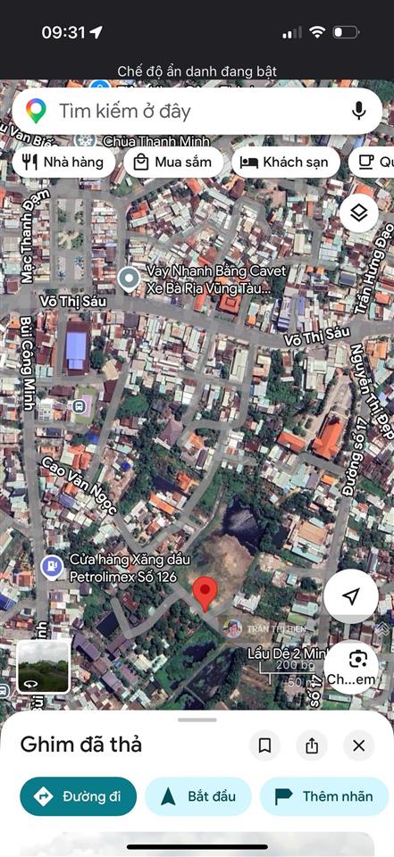Lô đất biệt thự đường cao văn ngọc  trung tâm long điền brvt cũ 223.4m2 ngang 5m nở hậu 11.7m