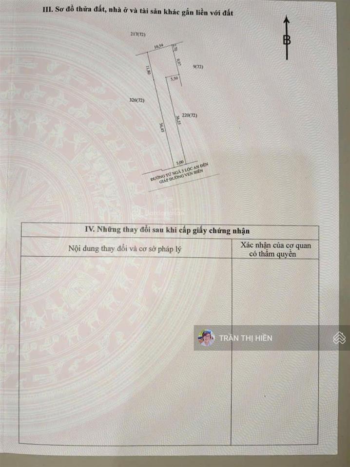 Mặt tiền đường ven biển võ văn kiệt ngay uỷ ban xã phước hải  đường mở 36m  310m2  100m2 thổ cư