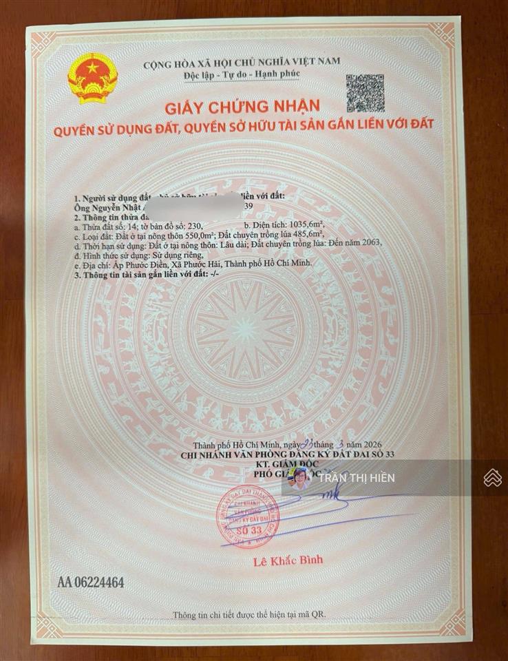 1035m2  22x45m  mặt tiền đường ven biển 42m  vũng tàu bình châu
