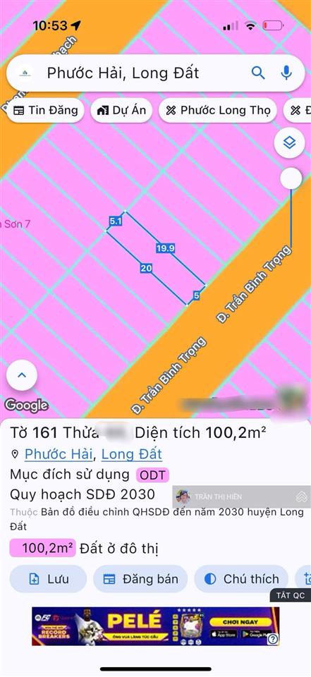 Khu ô bàn cờ tái định cư phước hải  đi bộ ra biển 500m  5x20m full thổ cư