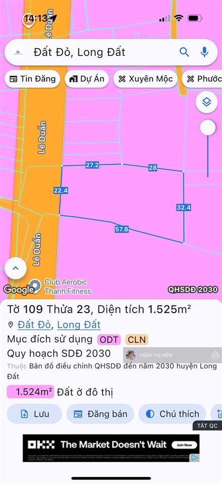 Mặt tiền kinh doanh đường lê duẩn  tt đất đỏ  brvt  dt 1525m2  sẵn 200m2 thổ cư