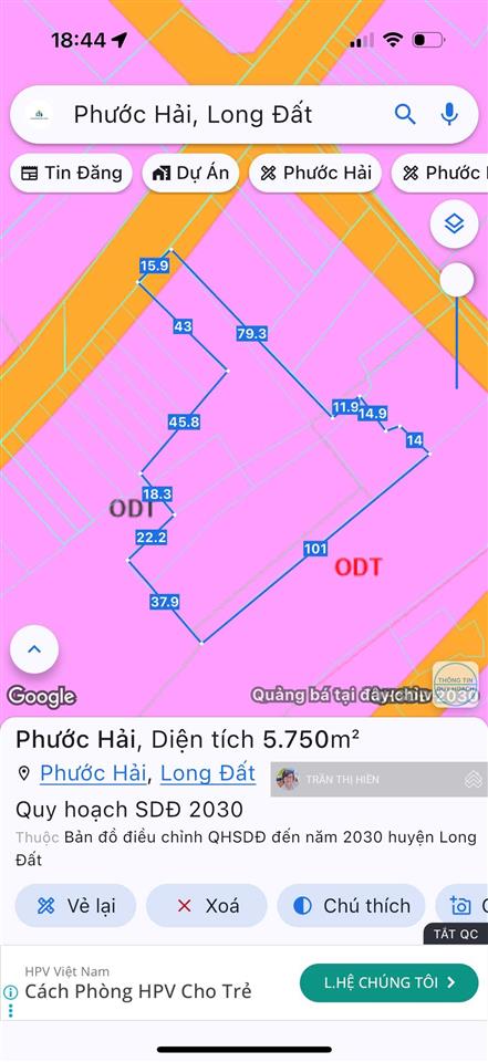 Thị trấn phước hải  đối diện khu the leaf glamping  đi biển phước hải 3km  5750m2  2.4tr/m2