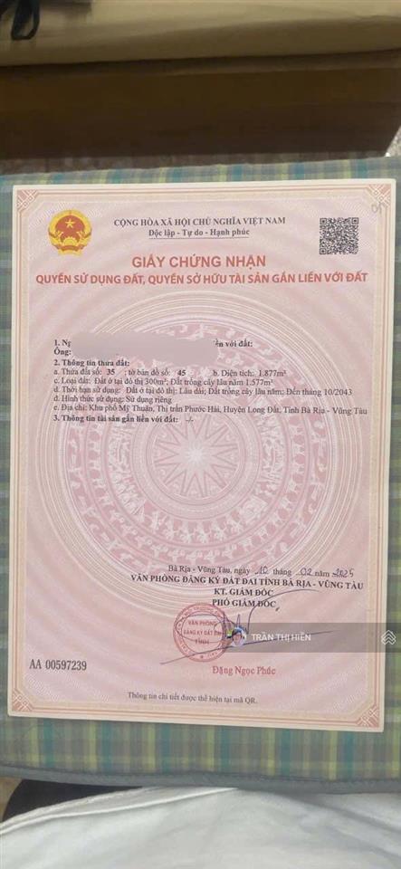 Thị trấn phước hải  đối diện khu the leaf glamping  đi biển phước hải 3km  5750m2  2.4tr/m2