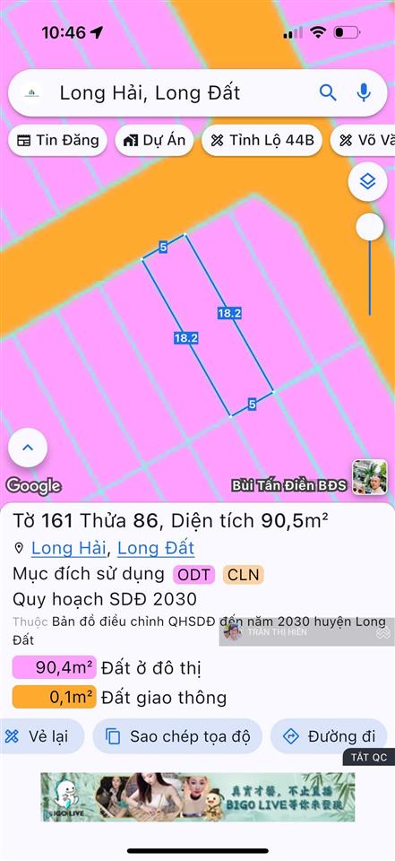 Seaway long hải cách charm resort  bãi tắm long hải 300m  dt 5x18m 90,5m2