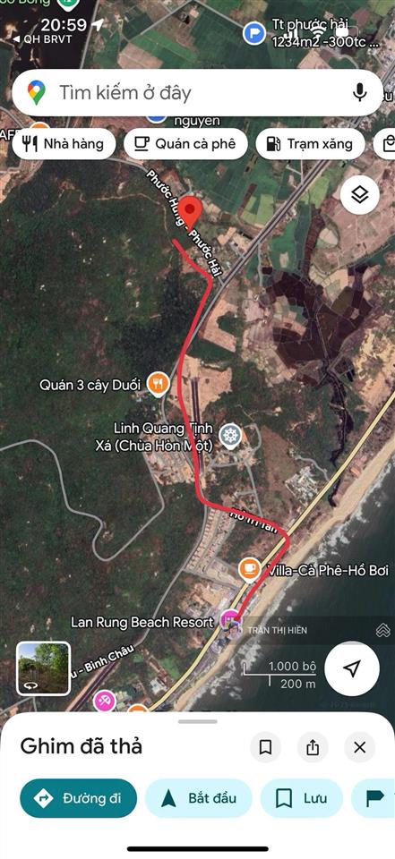 Mặt tiền đường phước hưng  phước hải  cách biển lan rừng resort chỉ 1km  dt 2693m2 sẵn 300m2 tc