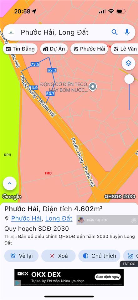 Mặt tiền đường phước hưng  phước hải  cách biển lan rừng resort chỉ 1km  dt 2693m2 sẵn 300m2 tc