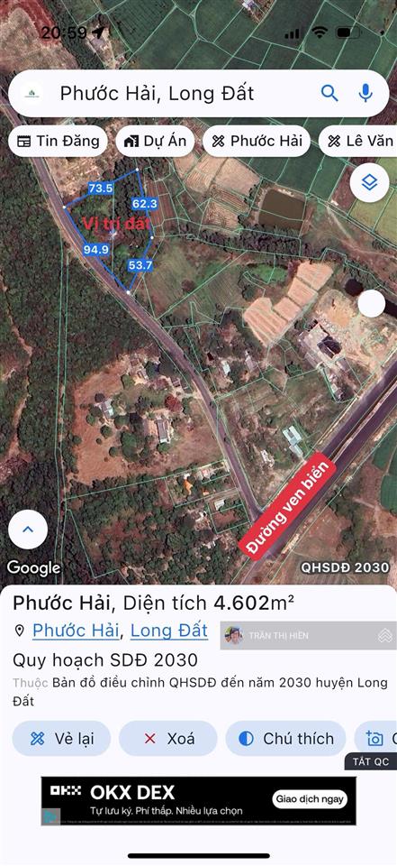 Mặt tiền đường phước hưng  phước hải  cách biển lan rừng resort chỉ 1km  dt 2693m2 sẵn 300m2 tc