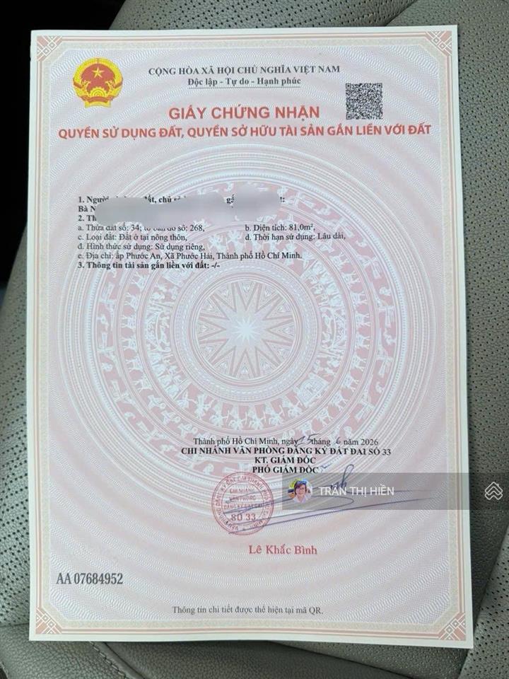 Cách biển chỉ 700m  tái định cư phước hải  phù hợp làm khách sạn  homestay  9x18m