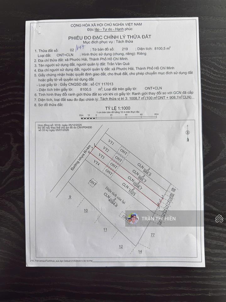 Phước hải view núi gần hồ gần biển  1008m2  100m2 thổ cư