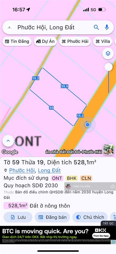 Ngay tỉnh lộ 44b  15x35m  cách biển phước hải 5km  528m² quá đẹp