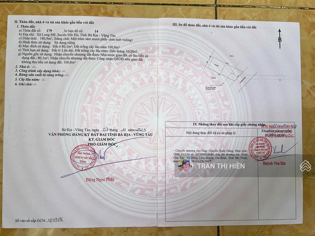 Thị trấn phước hải  ngay tỉnh lộ 44b  cách biển chỉ 5km  đã xây rào kiên cố  198,7m2  1,6 tỷ
