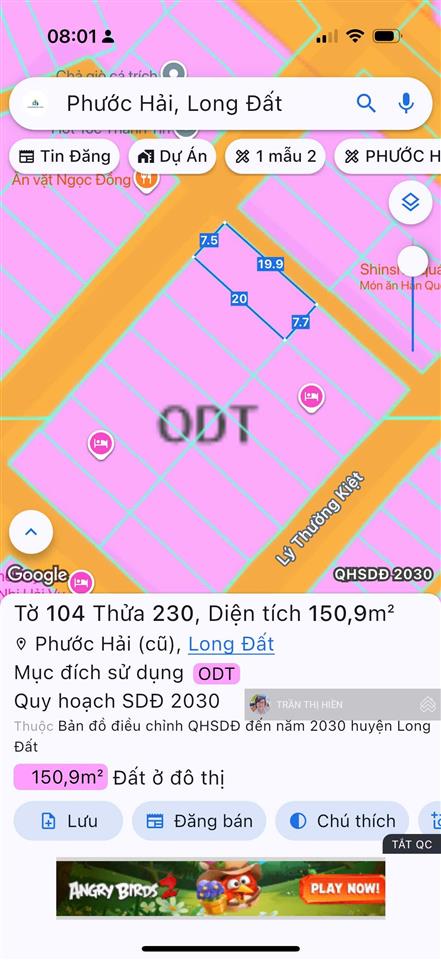 Góc 2 mặt tiền tái định cư phước hải  cách biển chỉ 500m  150,9m²  ngang 7.5m x 20m