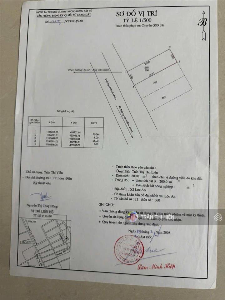 Kẹt hạ giá siêu tốt đất biển lộc an  cách bãi tắm lộc an 1km ngay chợ  trường học  8x25m