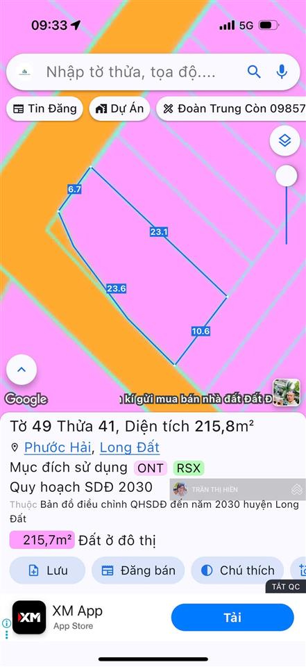 Góc 2 mặt tiền phước hải  ngộp quá rẻ  dt 215,8m²  sẵn 100m² thổ cư ngang 10.6x23m