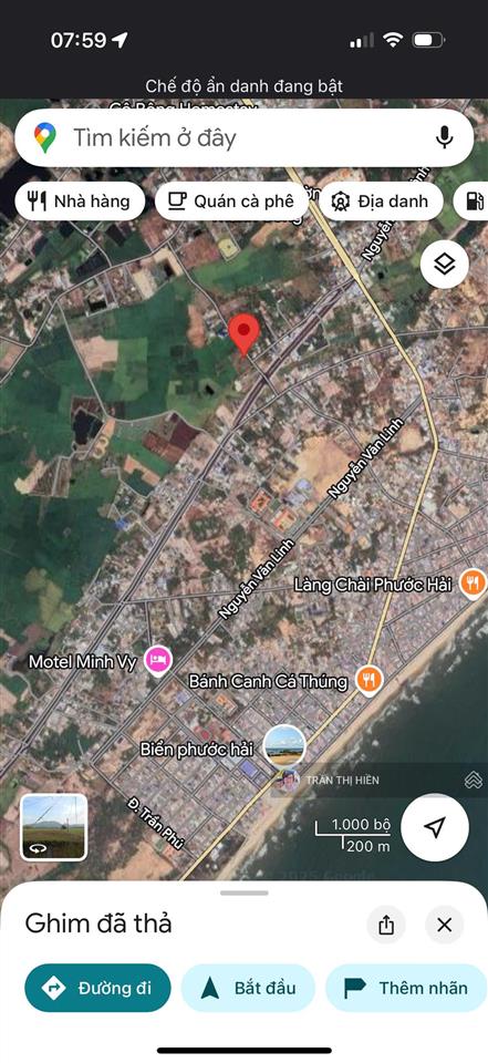 Mặt tiền tôn thất thuyết cách biển phước hải 1,5km  498m2  10,6m x 49,5m  100m2 tc